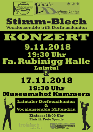 #VocalensembleMittendrin, Laintaler Dorfmusikanten, Stim-Blech, Stimmen-Blech, Vocalensembel trifft Dorfmusikanten