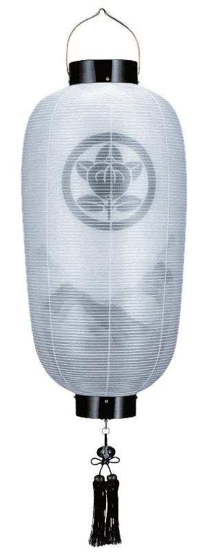 盆提灯 門提灯 長 絹二重 山水 尺四長 電池式LED(K4448L)