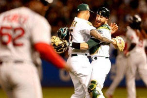 L'esultanza di Manaea dopo il no-hitter sui Red Sox (Kiel Maddox-USA TODAY Sports)