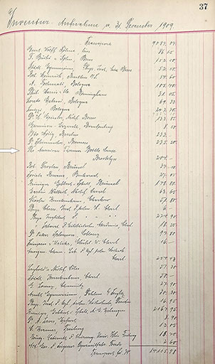 Auszug aus der Lieferliste vom Dezember 1909, Fa. R. Burger & Co.