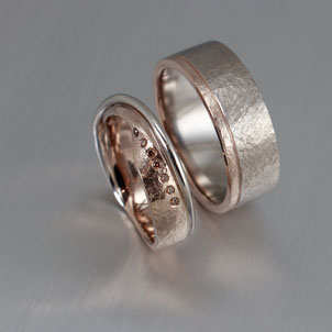 Trauringe Gelbgold 585, Brillianten, Steinschlag, Dorothea Siegert, Anferitigung, Steinschlag, Werkstatt, Goldschmiede Backhaus