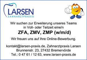 Stellenanzeige Zahnarztpraxis ZFA gesucht