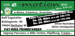 Dreiräder testen beim Frühlingsfest vom Dreirad-Zentrum Tuttlingen