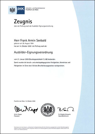 IHK-Zeugnis Armin Seebald