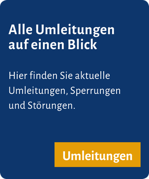 Kasten mit einem Link zu den Umleitungen,Sperrungen und Störungen