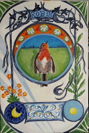 14.Robin art nouveau 40x60 cm 