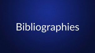 White text reading “Bibliographies” is centered on a plain dark blue background.