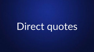White text reading “Direct quotes” is centered on a plain dark blue background.