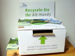 Sammelbox für Althandys. Foto: NABU/M. Gräwe.