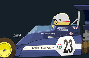 Mike Hailwood by Muneta & Cerracín - escudería Brooke Bond Oxo Team Surtees