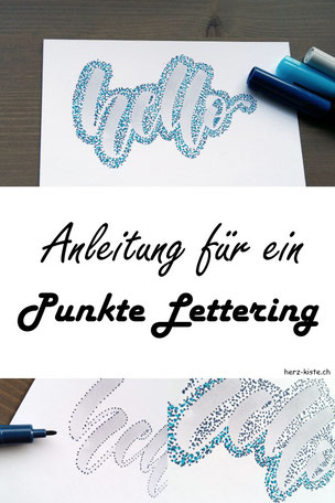 DIY Anleitung für ein spezielles Handlettering: Wie du ganz einfach selber ein Punkte Lettering gestalten kannst. Verleihe deinem Handlettering das gewisse Etwas durch viele kleine Punkte. Einfaches aber wirkungsvolles Lettering!