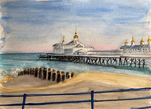 'Golden Domes, Eastbourne', watercolour, 21 x 29.5cm