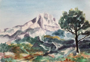 'Mont St Victoire', watercolour, 21 x 29 cm