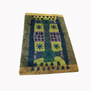  multicolor scandinavian Rya Rug 140x210cm Arne Lindaas for Sellgren AS Norway | 1970s  high pile rug - made by DESSO 225cm diameter Netherlands | 1970s