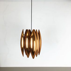 "Kastor"  copper pendant Light by Jo Hammerborg Fog & Mørup, Denmark of 9 wall disc lights | 50cm - Staff Lights Germany | 1970s  midcentury modern yourhomeplus vintage yourhomeplus.de