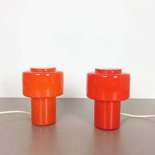 glass table lights orange + red - LUXUS VITTSJÖ Sweden | 1970s