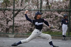 桜と主将。