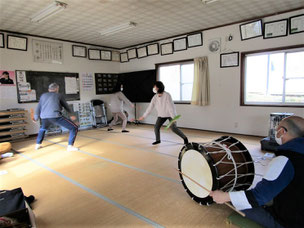 夏山神楽の練習風景