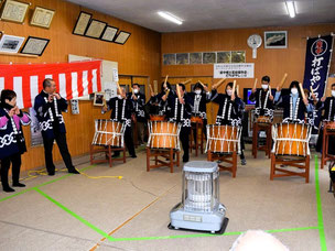 一関市室根　屋中自治会(折壁)　令和６年新年交賀会の打ち囃子