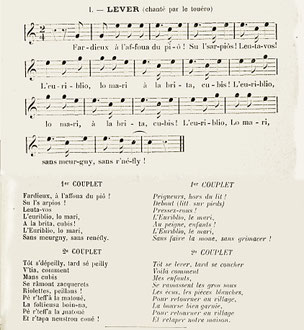 Chanson du "Lever" (article d'Hippolite Michat in "Bulletin de la Société Gorini", 1905).