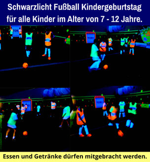 Schwarzlicht Fussball Kindergeburtstag in Gütersloh feiern.