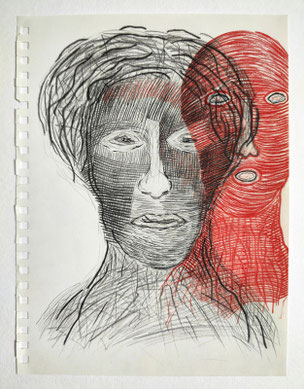 Loslassen müssen 1: Farbstift auf Papier, 30,5 x 23 cm, 2024