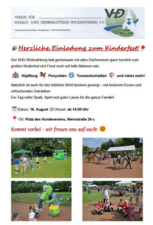 Einladung zum Kinderfest am 16.08.2025