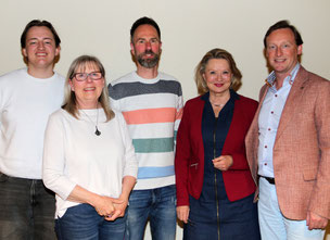 v.l. Hendrik Putz, Stefanie Herpens-Usemann, Patrick Faaßen (Firma Rubivision), Barbara Fitzek, Ronny Tomiska (Schauspieler)