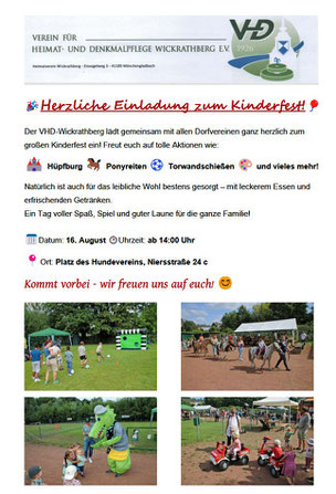 Einladung zum Kinderfest am 16.08.2025