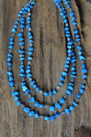 Edelsteinkette Ozean 3er Set, Howlith, Glasperlen, Kette , Schmuck 