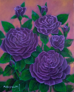 油絵　紫音の薔薇　F4　sold