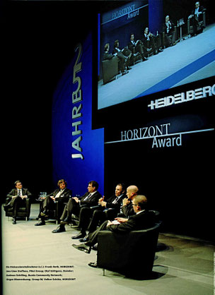HORIZONT Award 2008 mit  Jens Uwe-Steffens, Pilot Group, Olaf Göttgens, Daimler, Andreas Schilling, Burda, Jürgen Blomenkamp, Group M, und Volker Schütz, HORIZONT