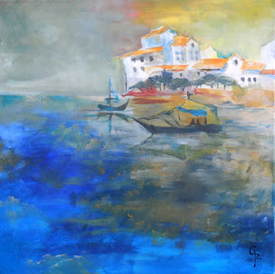 Galambos Rita - Hafenstadt vorm Sturm Rita Galambos freischaffende Künstlerin Malerin Designerin Painter Designer Artist Vorarlberg Malerei