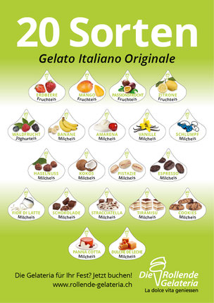 Sorten-Plakat gestaltet für die Rollende Gelateria