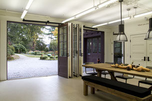 Adaptive Re-use of a garage into a visitor center with a classroom. 