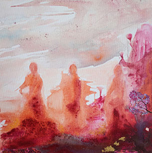 Dag bat (Almosengang), Acryl auf Leinwand, 30 x 30 cm, 2023