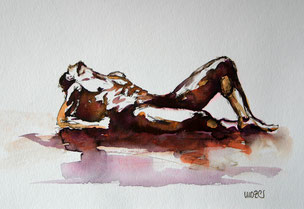 watercolor, liegender, eroticism, akt, mann, aquarell, gunnar mozer