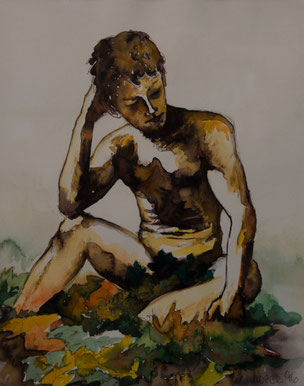 aquarell, eroticism, männlicher akt, watercolor, gunnar mozer