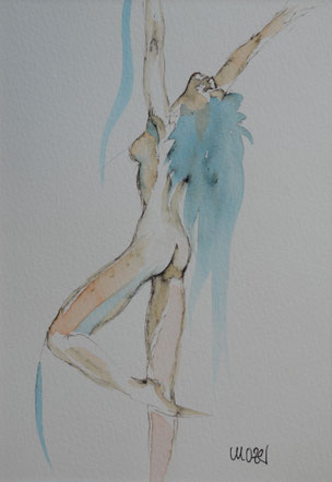 akt, watercolor, gunnar mozer