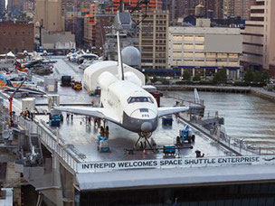 Intrepid welcomes the Enterprise Space Shuttle