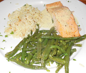 Baked Salmon was Moist, and Napped with Dill Sauce