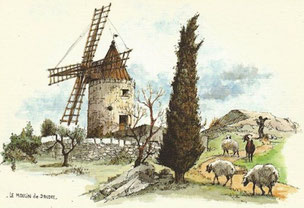 Dictée MOYEN ÂGE - Ce2 vue d'un moulin