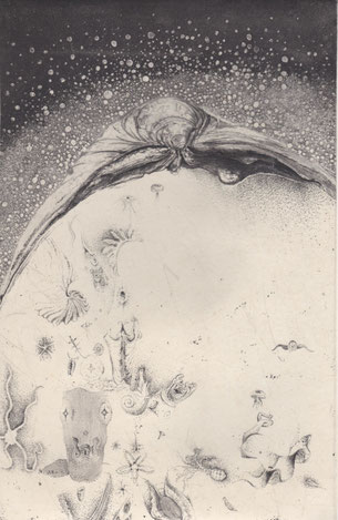 海棲　銅版画　31×20cm
