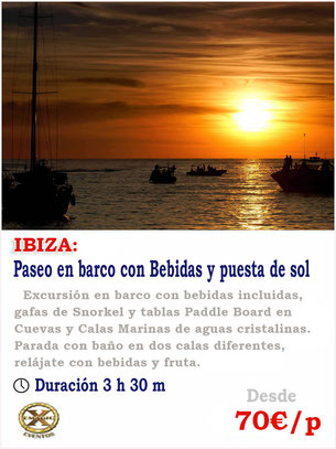 Paseo en barco al atardecer en Ibiza
