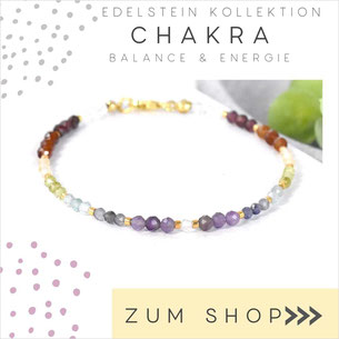 Edelsteinarmband in sieben Chakra - Chakren Farben 