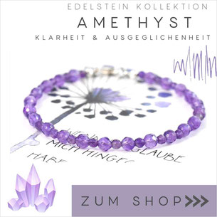 Amethyst Armband mit lila Steinen & 925 Silber Verschluß