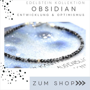 Obsidian dunkles Edelstein Armband und 925 Silber Verschluß