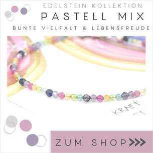 Pastell Mix Edelstein Armband und 925 Silber Verschluß