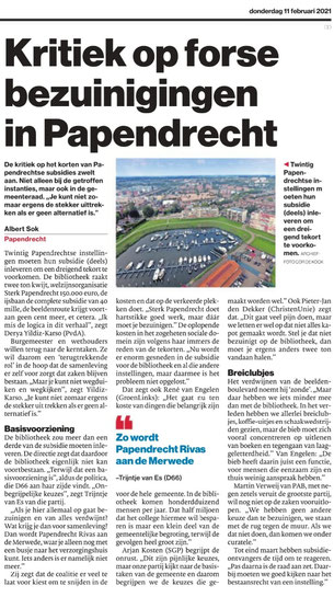 Artikel in het Algemeen Dagblad Drechtsteden