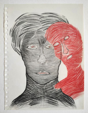 Loslassen müssen 2: Farbstift auf Papier, 30,5 x 23 cm, 2024